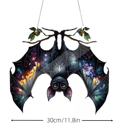 Buy Bat Stained Glass Suncatcher Window Hanging Acrylic Wall Art Decoration Party • 6.45£