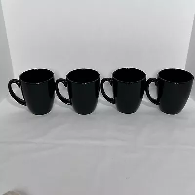 Buy Corelle Coordinates Stoneware Shiny BLACK Coffee Tea 12oz Mugs Cups Set Of 4 • 16.77£