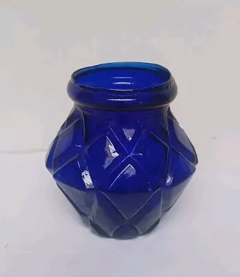 Buy Antique Harlequin Pressed Glass Fairy Light Royal Blue, 1800s. Victorian  • 35£