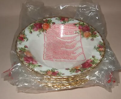 Buy Royal Albert Old Country Roses  6 Rimmed Soup Bowls, English 1st, Never Used • 99.50£