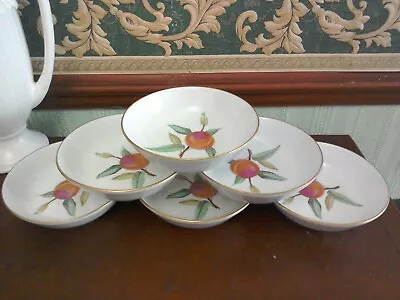 Buy Rare Set Of 6 X  Royal Worcester ( Evesham Gold?)  Berry / Fruit / Cat Bowls-vgc • 14.99£