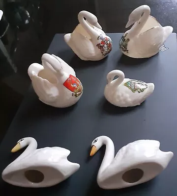 Buy Crested Ware China Swans X4 Wimborne Cardiff Herne Bay Leeds & X2 Unmarked Swans • 12£