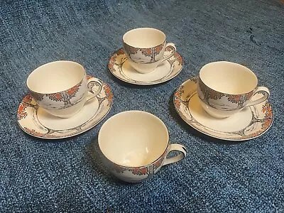 Buy Crown Ducal Orange Tree - Set Of Four Cups And Three Saucers - See Description • 10£