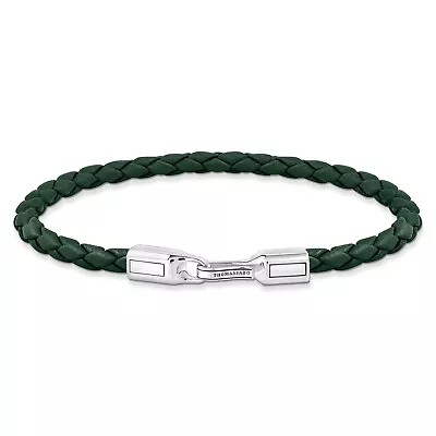 Buy Thomas Sabo Jewelry Unisex Leather Wrist Band Green Silver A2147-682-6 • 87.54£