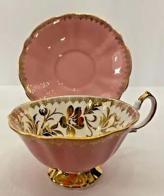 Buy Queen Anne Bone China Pink Lusterware Gold Floral Tea Cup Saucer Set England #62 • 214.33£