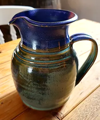 Buy Large Jug Beautiful Handmade Heavy Studio Pottery Jug Large Blue And Green • 29.99£