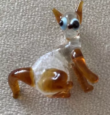 Buy Glass Cat  Figurine Miniature Hand Blown • 3£