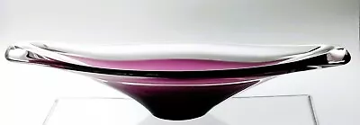 Buy Vintage MCM Elongated Cased Amethyst Art Glass Bowl - Scandi / Murano • 19.99£