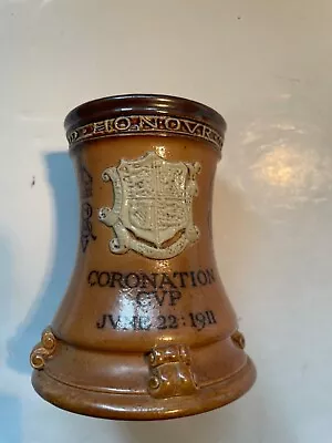 Buy Unusual Royal Doulton Stoneware 1911 King George V & Queen Mary Coronation Vase • 58£