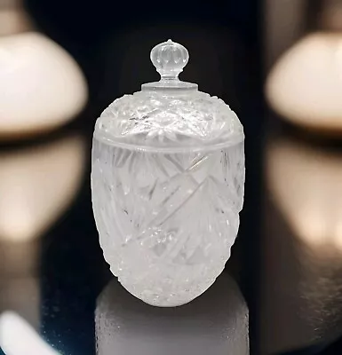 Buy Vintage Large Cut Glass Crystal Lidded Jar, Bohemian Bathroom Decor • 10£