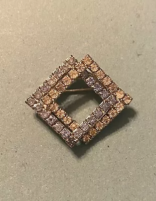 Buy VINTAGE ART DECO 40s Interlocked Rhinestone Squares Brooch • 0.77£