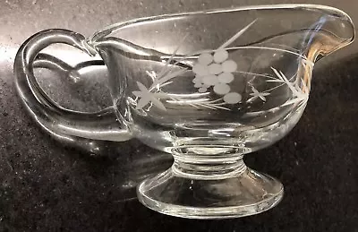 Buy Vintage Jug Beautiful Floral Etched Glass Cream / Sauce Jug - Height 3.5  • 9.99£