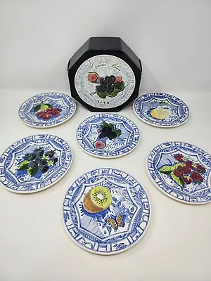 Buy  Gien  “Oiseau Bleu” Set Of 6 - New - Fruit Dessert Bread Plates 6 1/2  - France • 174.74£