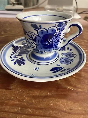 Buy Delft Blauw Handpainted Coffee Cup And Saucer Blue White Floral • 4£