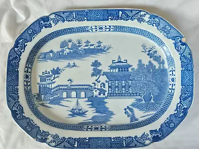 Buy Large Blue And White English Platter, Circa Early 19th Century, Oriental Style • 80£