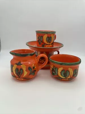 Buy SMF Schramberg Majolika Pottery Bergamo Coffee Cup Creamer Sugar Set Art Deco 6p • 69.89£