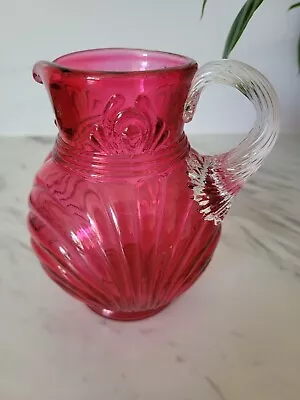 Buy Vintage Art Deco Cranberry Small Glass Jug • 14.99£