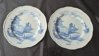 Buy 2 X Alfred Meakin -the Ride Home - Blue Pattern Plates. Staffordshire, England • 9.99£
