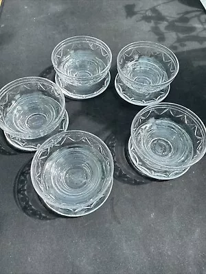Buy 5 X Stuart Crystal Glass Vintage Footed Sundae Dishes 719538 Engraved Stuart • 15.95£