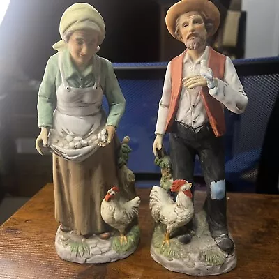 Buy Vintage Meissen Porcelain Figurines Pair Man & Woman Hen Rooster Bird Eggs 10  • 46.60£