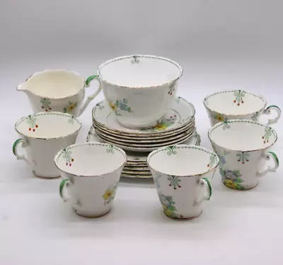 Buy WELLINGTON CHINA Tea Set 1920's / 30s Bone China 19 Pcs Tea Cups Saucers Plate • 14.99£