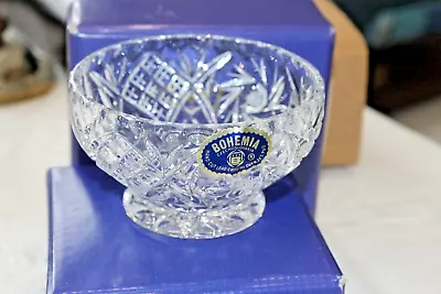 Buy Vintage Bohemia Mayfair Czechoslovakia Lead Crystal Glass Rose Bowl New In Box • 24.99£