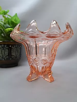 Buy Vintage Deco Pink Glass Bagley Sowerby Vase 30s Interior Retro • 9.50£