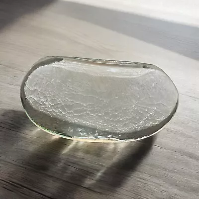 Buy Beautiful Heavy Selenite Hand Blown Glass Vase Cracked Glass Design • 32.68£