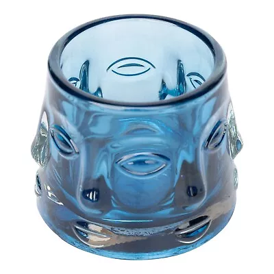 Buy Blue Glass Candle Holder Multi-Faces Design Tealight Jar Multifaceted Vase Decor • 13.80£