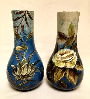 Buy Torquay Ware, Aller Vale Pottery, Pair Of Floral Barbotine VASES • 450£
