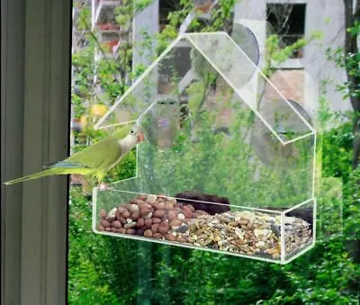 Buy Window Bird Feeder Clear Perspex Feeding Station Seeds Nuts House Mounted Garden • 5.99£