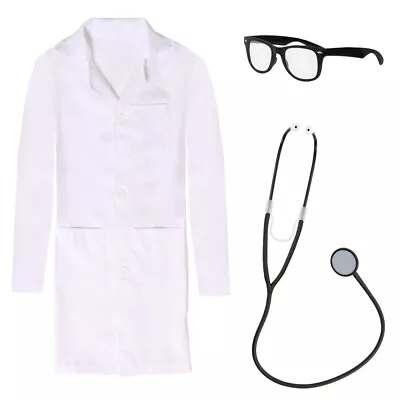 Buy Adults White Lab Coat Stethoscope Glasses Costume Set Nurse Doctors Fancy Dress • 10.99£