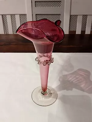 Buy Lovely Vintage Pink Fluted Glass Vase 22 Cm Tall • 10£