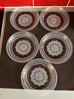 Buy Vintage Chance Glass Lace Pattern Dishes X5 • 10£