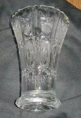 Buy VINTAGE BOHEMIAN, CZECH? CUT LEAD CRYSTAL VASE W QUEEN LACE PATTERN, 7 INCHES • 74.55£