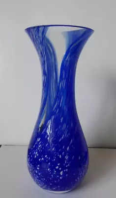 Buy Vintage Caithness Blue Spatter Glass Cased Vase • 15£