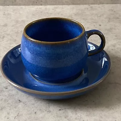 Buy DENBY Authentic English Handmade Stoneware English Blue Pattern Cup & Saucer Set • 15£