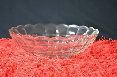 Buy Gorgeous Jacobean Clear Glass Scallop Edge Retro Fruit Bowl - 21cm Diameter • 10£