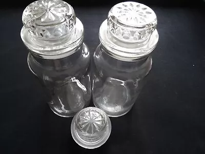 Buy Vintage Glass Sweet Jars - With Glass Lids - Qty 2 - & Spare Lid - 20cm Tall • 11£