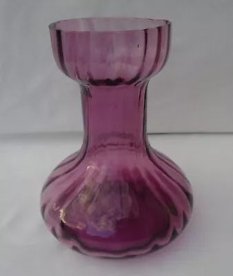 Buy (2) Amethyst Hyacinth Bulb Vase Hand Blown Ribbed Glass 5.5  Vgc • 4.99£