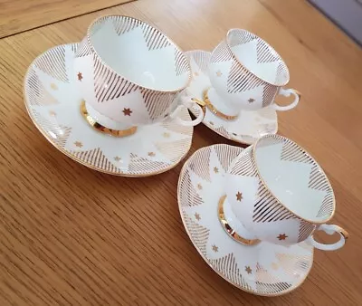 Buy Vintage Dorchester Stars & Stripes 3 Cups And Saucers Fine Bone China Stunning  • 9.99£