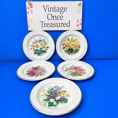 Buy Broadhurst ARGYLE BONE CHINA * 5 X Floral Coasters / Trinket / Pin Dishes * EXC • 14.95£