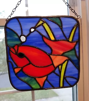 Buy Stained Glass Window Hanging Sun Light Catcher Orange Blue Fish Water Sea 7.5  • 37.27£