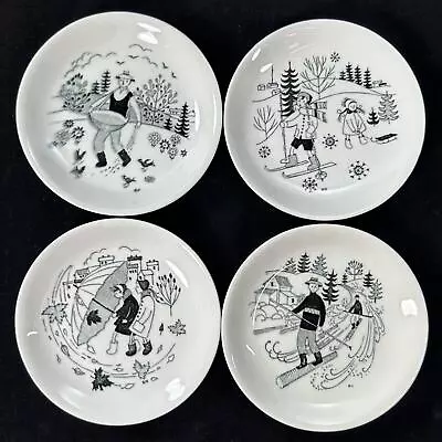 Buy 4 MCM ARABIA Finland Emilia Coasters By Raija Uosikkinen Black And White • 74.63£