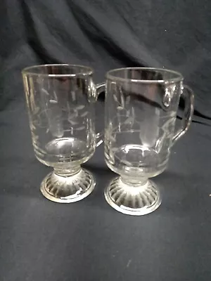 Buy 2 Princess House Heritage Irish Coffee Mugs Pedestal Cups 5 1/2  Tall • 13.98£