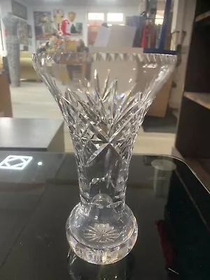 Buy Tall Cut Crystal Glass Wide Rim Decorative Vase • 10.01£