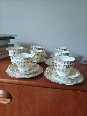 Buy Gladstone Bone China Tea Set- 6cups+ Saucers, 5Plates + Milk Jug. Vintage • 15£