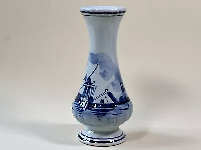 Buy Dutch Delft Vase Windmill Holland Blue And White Ceramic Delftware • 12.50£