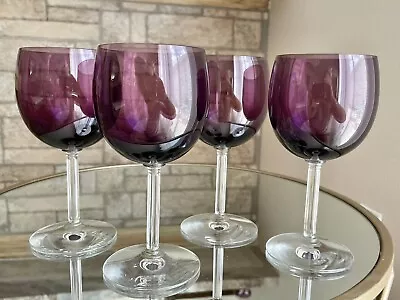 Buy Fostoria Amethyst Set Of 4 Wine/ Water Goblets 6.5  Blown Glass Stemware • 74.55£