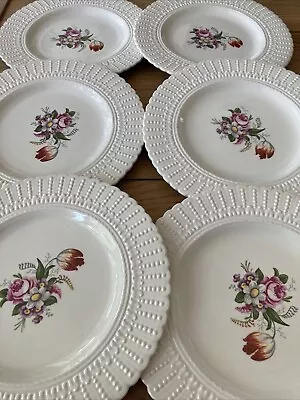 Buy Set Of 6 Vintage 1930-50 Royal Cauldon Plates Embossed Floral 9.75”   24.5cm Dia • 39.95£